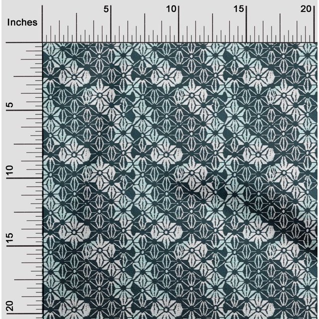 oneOone Polyester Lycra Fabric Check Kasuri Print Fabric BTY 56 Inch Wide