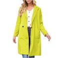 thumbnail image 1 of Women‘s Spring And Autumn Lapel Wool Solid Color Long Sleeve Wool Long Pocket Jacket Suits, 1 of 6