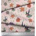 thumbnail image 2 of Soimoi Pink Rayon Fabric Flying Bird & Floral Print Fabric by Yard 56 Inch Wide, 2 of 3