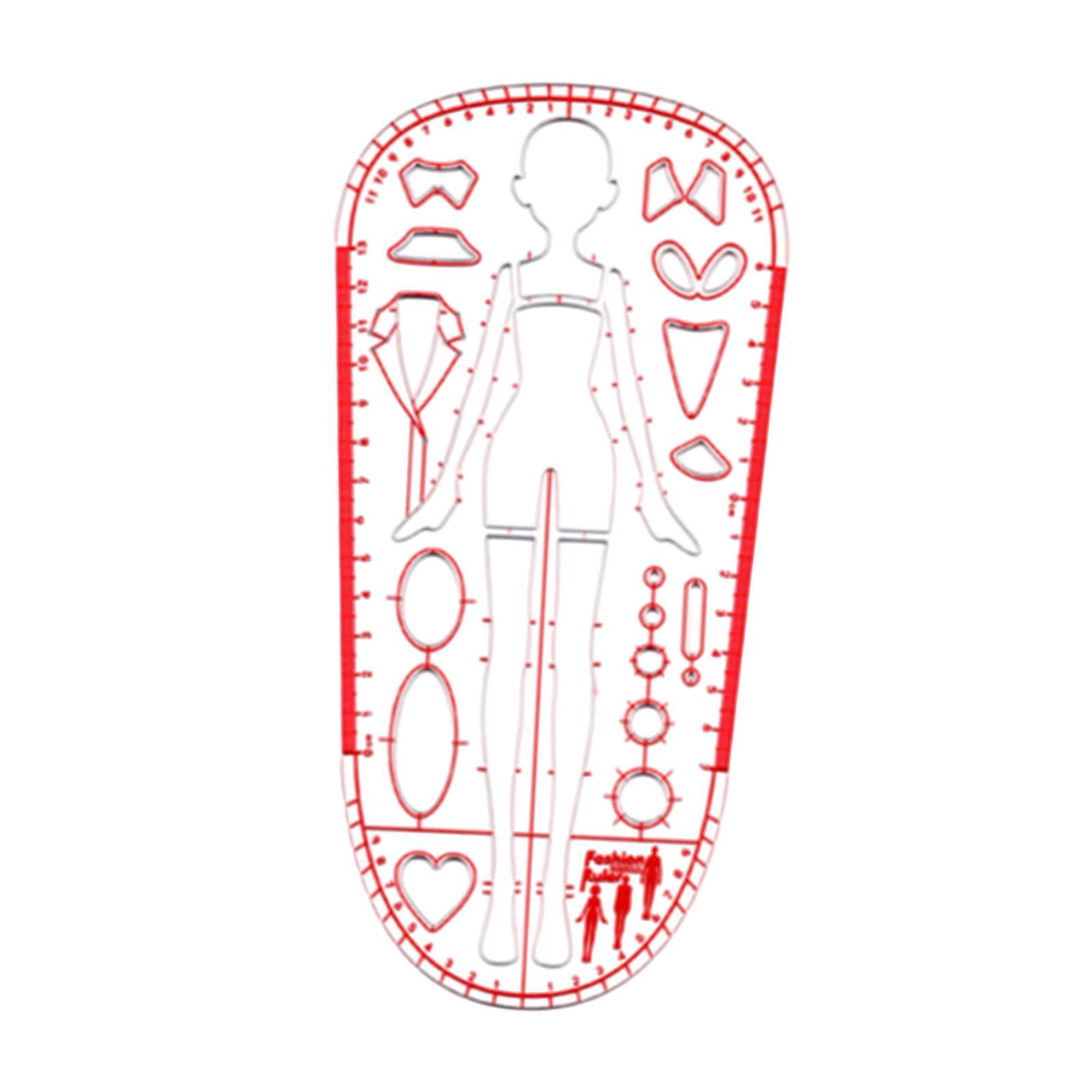 HILABEE Fashion Drawing Template Ruler Sewing Humanoid Patterns Design for Designing 15