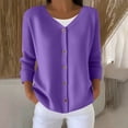 thumbnail image 2 of Feancey Plus Size Cardigans for Women Lightweight Long Sleeve Button Sweaters Thin Casual Open Front Cardigan Sweater Ribbed Knit Jackets Purple 4XL, 2 of 6