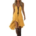 thumbnail image 1 of aohooy Robe Bohème Vintage pour Femmes Gothique Rétro Cowgirl Robes Midi Décontractées Sans Manches à Volants Robe d'Été Tenue Western 2025 Jaune,P, 1 of 8