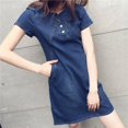 thumbnail image 3 of Robe en Denim pour Femmes Grande Taille Décontractée Printemps Été Élégante Style Cowboy Longue Section Robe en Jean 3TG 4TG, 3 of 6