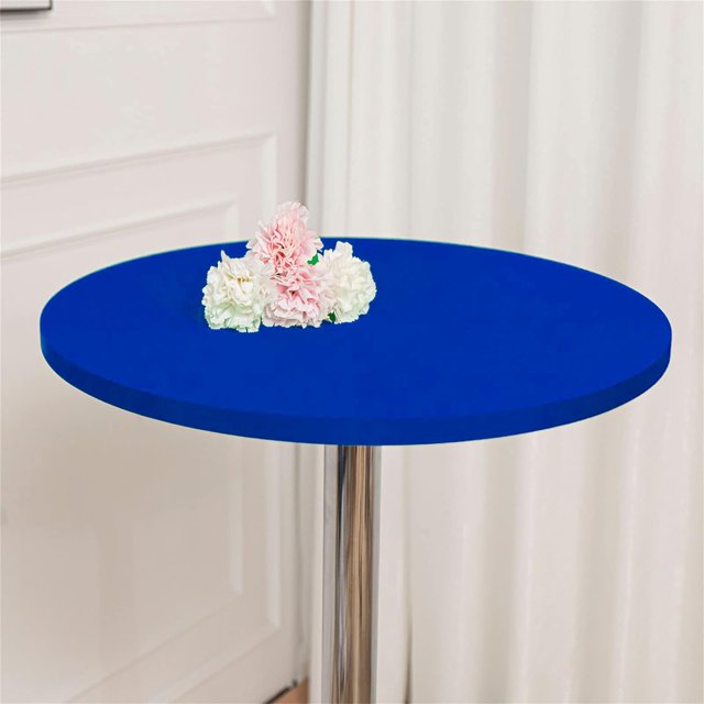 ORUYROP 2-Pack Cocktail Round Table Topper Cap Spandex Fitted Stretch Cocktail Tablecloth Tight Stretchable Elastic for Weddings Banquets Events Parties Restaurants(Size:180cm,Color:Royal Blue