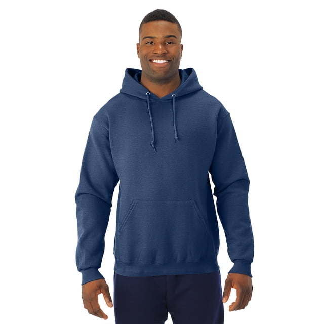 Jerzees Mens NuBlend Pull Over Hooded Sweatshirt, L, Vintage Heather Navy