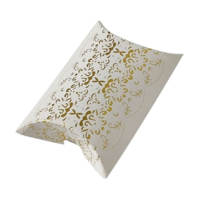 Youkk 50 Pieces Pillow Candy Box Wedding Party Celebration Chocolates Favors Cookies Snacks Present Gifts Package for Gold Pattern