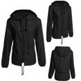 thumbnail image 2 of Veste de Printemps pour Femme, Veste Imperméable Mode, Manteau Isolé Coupe-Vent Extérieur (Bleu Foncé), 2 of 5