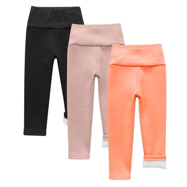 fatyb Lot de 3 Leggings d'Hiver pour Garçons et Filles Doublés en Molleton Pantalons Chauds Bas Taille Haute Extensibles Pantalons Thermiques