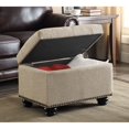 thumbnail image 2 of Pouf de Rangement Designs4Comfort 5e Avenue en Tissu Beige Tan et Garniture de Tête de Clou, 2 of 3