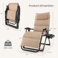 thumbnail image 3 of Costway 2 Pcs Coussin de Chaise Longue de Patio à Gravité Zéro avec Plateau, Fauteuil Inclinable Pliant d'Extérieur, Beige, 3 of 10