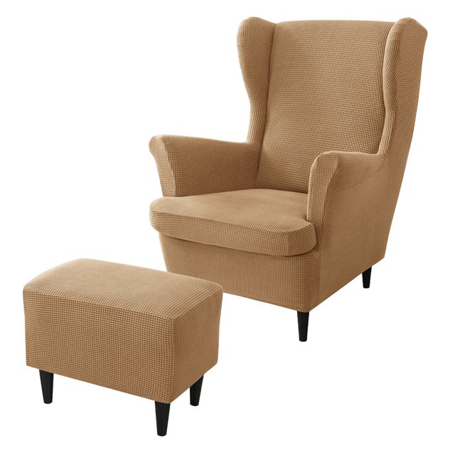 CHOK 2024 Wing Chair Slipcover Chair Covers For Wingback Chairs Stretch Sofa Cover Furniture Protector Couch Soft With Elastic Bottom-Pink-Chair Cover