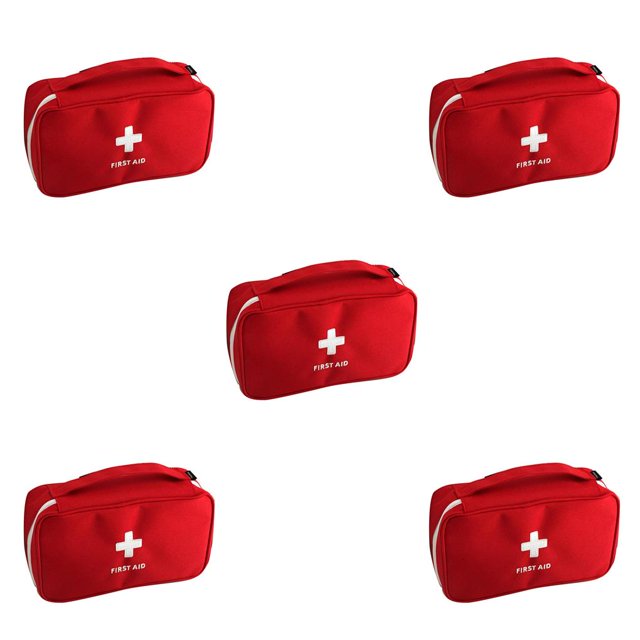 tamizeot Emergency Storage Bag Hiking Pills Cotton Swab Organizer Cases Carrying Case Red 5Set
