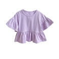 thumbnail image 2 of Chemises pour Filles, Enfants Blouse Ample Unie à Manches à Volants et Col Rond Style Western, 2 of 4