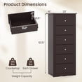 thumbnail image 3 of Gymax 6 Drawer Dresser Tall Wooden Chest of Drawers w/ Metal Drawer Guide Rails Brown, 3 of 6