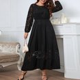 thumbnail image 2 of Pisexur Robes de Bal pour Femmes et Femmes Grande Taille2024 à Manches Longues à Col Rond en Dentelle Robe d'Été Fluide Évasée Noire Robe Maxi de Fête Tunique Décontractée Robes d'Invitée de Mariage Robes de Cocktail pour Femmes, 2 of 4