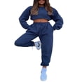 thumbnail image 3 of Women Sweatshirt Set Long Sleeve Crew Neck Hoodie Sweatpants Set Solid Activewear Set, 3 of 6