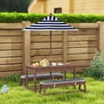 thumbnail image 2 of Qaba Kids Picnic Table, Wooden Table & Bench Set w/ Umbrella Cushions, Blue, 2 of 10