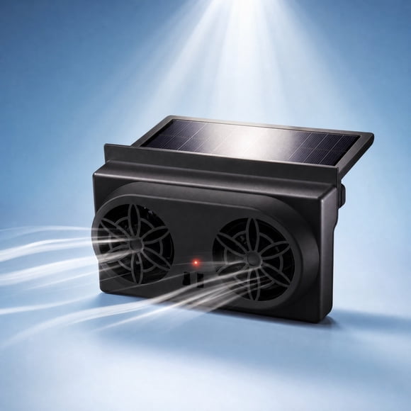 EGNMCR Tools&Home Improvement Solar Powered Car Exhaust Fan Auto Window Ventilation Cooler Solar Car Radiator Fan Vehicle Interior Temperature Reduction Vent Fan For Cars Solar fans