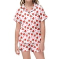 thumbnail image 2 of Luvoko Tween Strawberry Pattern Kids Boys And Girls Pattern Printed Short Sleeve Button Down Pajamas Shorts Set Sleepwear Outfits Kids Set Baby Robe Elephant Tween Girls Robe Kids Bathrobes Size 14, 2 of 4