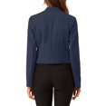 thumbnail image 3 of Blazer de Travail pour Femme Sans Col, Veste de Tailleur Chic Décontracté, Blazer Court, TG, Bleu Marine, 3 of 8