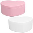 thumbnail image 2 of 2 Pcs Boîtes à Bijoux en Forme de Cœur avec Miroir Design à Double Couche pour Rangement Plastique Compact, 2 of 9