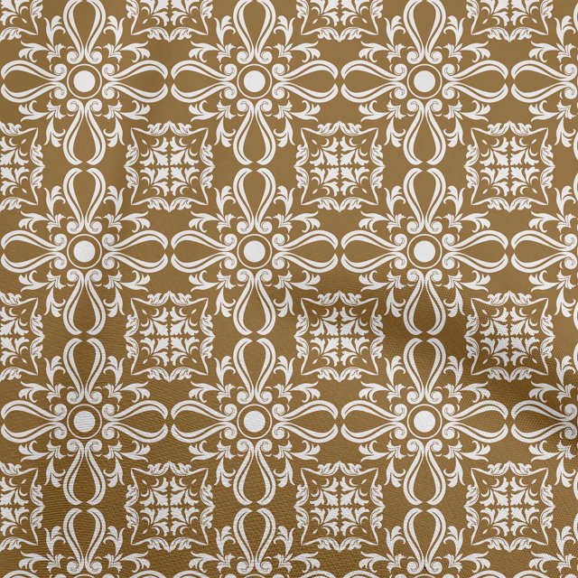 oneOone Polyester Spandex Brown Fabric Asian Block Floral Fabric For Sewing Printed Craft Fabric By The Yard 56 Inch Wide