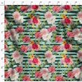 thumbnail image 4 of Soimoi Tissu en Poly Georgette Vert Rayé & Roses Grandiflora Imprimé Floral 1 Yard 52 Pouces de Large, 4 of 4