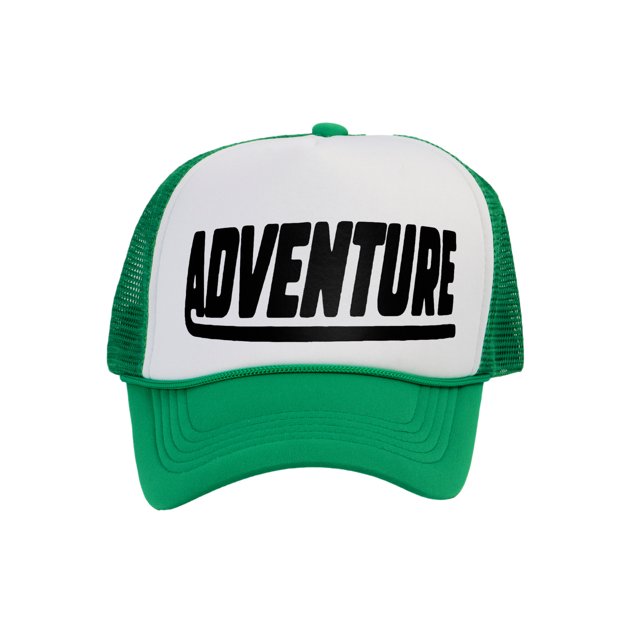 Men's Adventure Hat Outdoor Trucker Cap, White/Kelly Green
