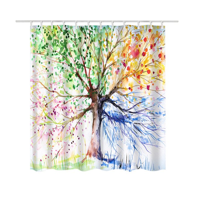 Agiferg Printed Shower Curtain Polyester Waterproof And Mildew-proof Bathroom Waterproof And Mildew-proof Partition Curtain 150X180CM