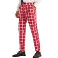 thumbnail image 4 of INSPIRE CHIC Plaid Pattern Pants for Men's Slim Fit Flat Front Work Office Checked Trousers Red 38, 4 of 4