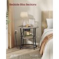 thumbnail image 4 of VASAGLE Side Table, 2-Tier Round End Table with Power Outlets, Nightstand with Steel Frame for Small Spaces, Living Room, Bedroom, Heather Greige and Ink Black, 4 of 5