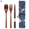 thumbnail image 2 of 3/4Pcs Reusable Portable Travel Wooden Spoon Chopsticks Fork Tableware Cutlery, 2 of 10