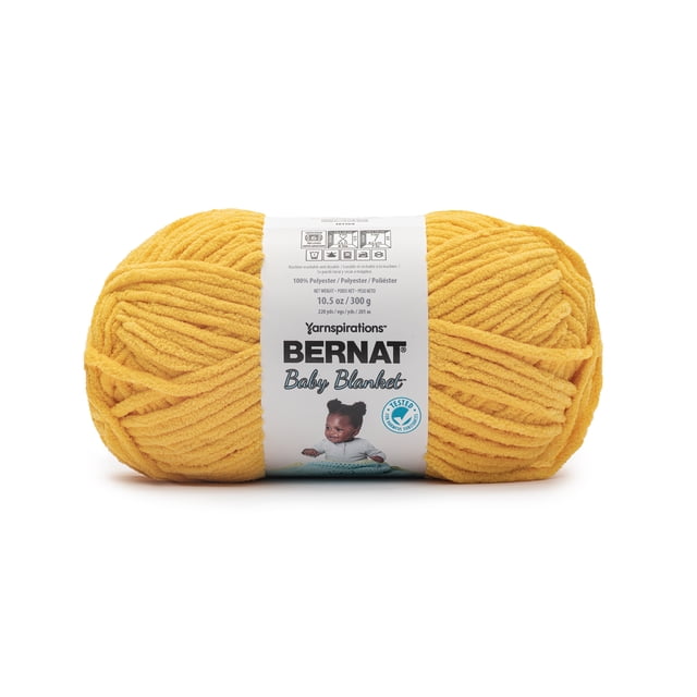 Bernat® Baby Blanket™ #6 Super Bulky Polyester Yarn, School Bus Yellow 10.5oz/300g 220 Yards