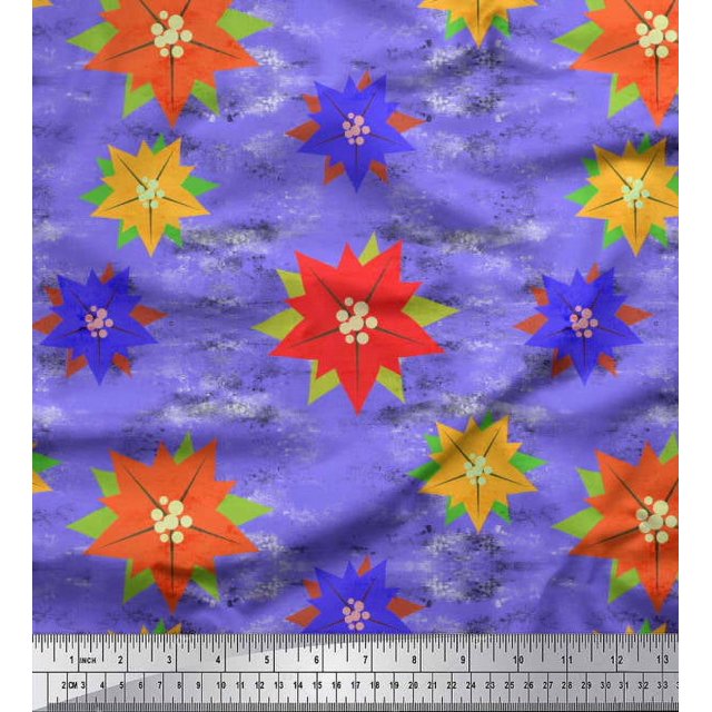 Soimoi Silk Fabric Paper Flower Art & Craft Decor Fabric Printed Yard 42 Inch Wide