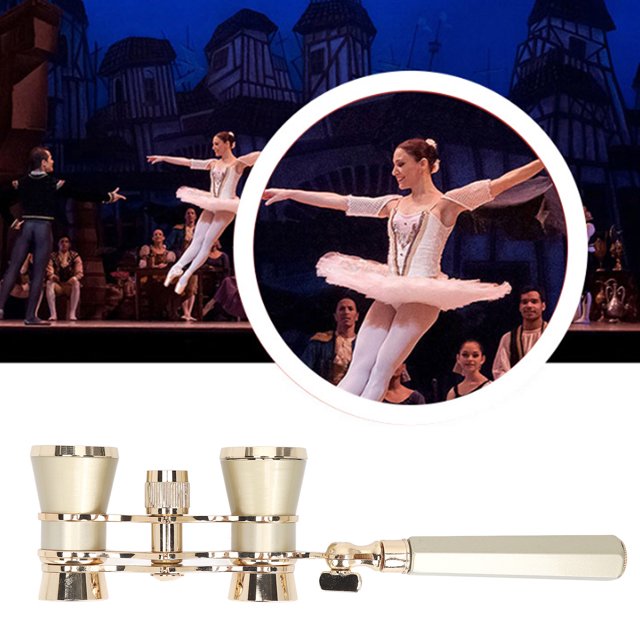 Compact Lightweight Opera Glasses Binoculars, 3X25 Portable Adjustable Theater Glasses with Foldable Handle for Musical Concerts and Opera Houses, for Women