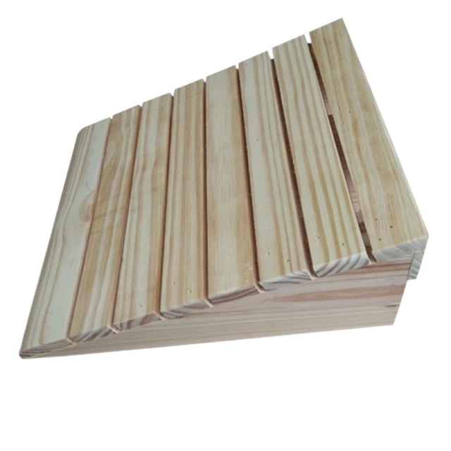 Solid Wood Scooter Truck Ramp Anti-Slip Threshold Ramp Pad designed for doorways and driveways. Made from durable solid wood with a natural beige finish, this ramp measures 30.00 x 25.80 x 7.00 cm (11.79 x 10.14 x 2.75 in). It features a nonslip surface for enhanced safety and is suitable for electric scooters, motorcycles, and small cars. Ideal for home use, it provides smooth transitions over curbs and steps, reducing friction and wear.
