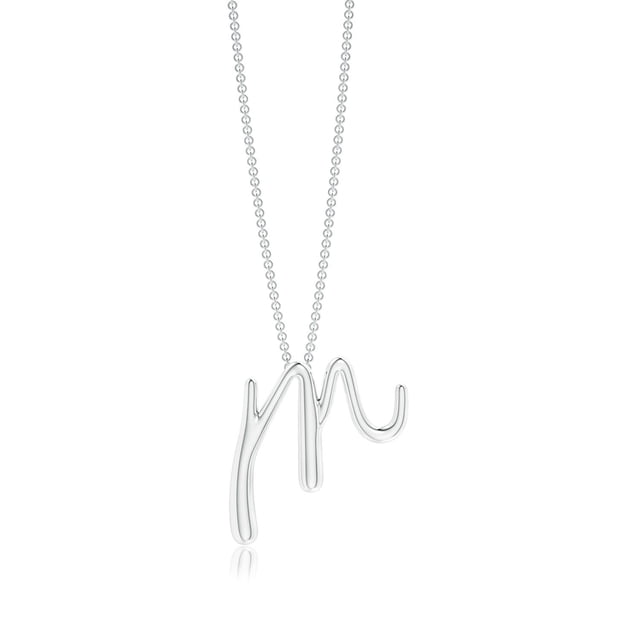 Angara Natural Lowercase "M" Initial Pendant in Platinum for Women