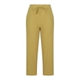 thumbnail image 3 of Diufon Cotton Linen Womens Pants Solid Color Lounge Pants High Waist Drawstring Pants with Pockets, 3 of 5