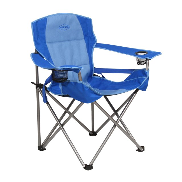 Kamp Rite Chaise de Camping Pliante avec Coussin de Soutien Lombaire et 2 Porte-Gobelets, Bleu