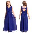 thumbnail image 3 of Miaeowve Robe de Demoiselle d'Honneur pour Fille Sans Manches en Mousseline Perlée, Robe de Demoiselle d'Honneur Junior, Robe de Fête de Mariage pour Filles, Bleu Royal 8, 3 of 7