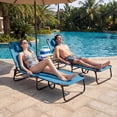 thumbnail image 2 of Gymax 2PCS 5-Position Lounge Chair Adjustable Beach Chaise w/ Face Cavity & Pillows Blue, 2 of 10
