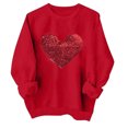 thumbnail image 2 of TIMIFIS Chandail Molletonné Surdimensionné pour Femmes Valentines Day Tenue Femmes Décontractée Chandail à Col Rond à Enfiler Hauts Mignon Imprimé Amour Chandail à Manches Longues Chemise - Printemps/été, 2 of 4