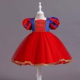 thumbnail image 2 of Penkiiy Robes pour Filles Enfants Bébés Filles Enfants d'Âge Moyen Jupe en Gaze à Paillettes Contrastées Fête Cosplay Robe de Mascarade Robe Rouge de Fête Robes de Mariage pour 9-10 Ans, 2 of 9