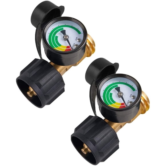 GASPRO Propane Tank Gauge with QCC1/Type 1 Connection, Easy-to-Read Propane Gas Level Indicator Gauge, Propane Adapter for 5-20lb Propane Tanks, Fits BBQ Grill, RV, Camper, Heater & Fire Pit, 2-Pack