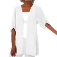 thumbnail image 1 of Cameland Cardigan Kimono Décontracté Ample en Coton et Lin pour Femmes à Manches 3/4 Grande Taille, 1 of 5