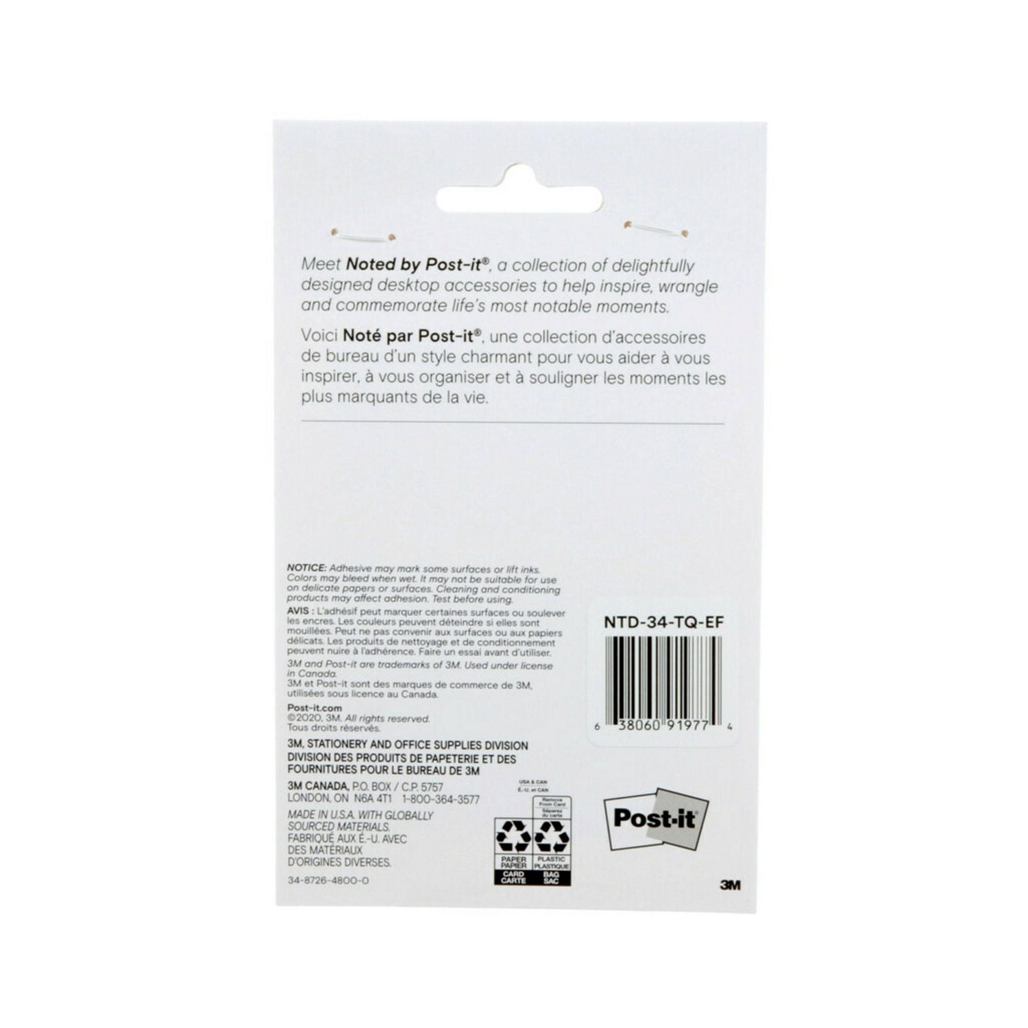 Feuillets à motifs Post-it®, top 3, turquoise