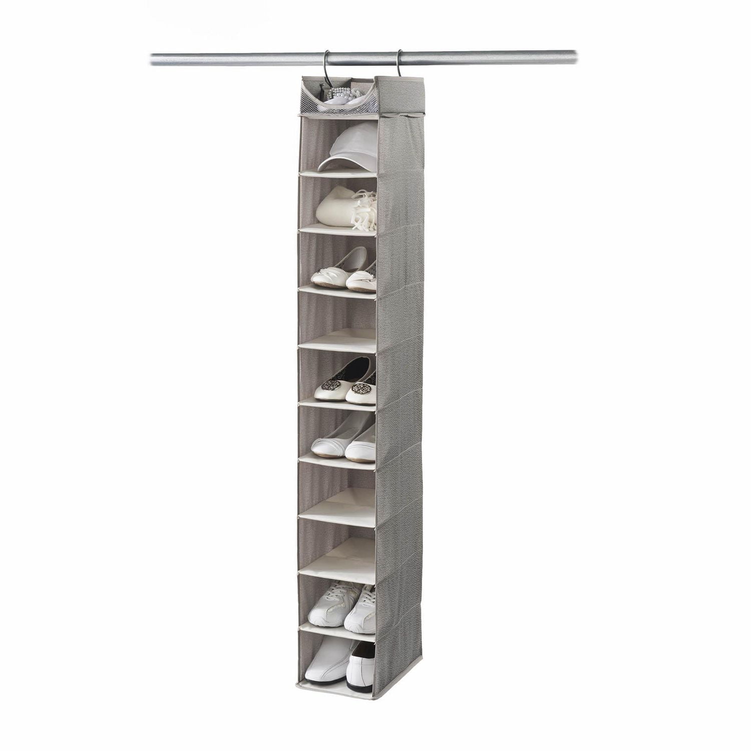 Neatfreak Hanging 10-Shelf Shoe Organizer with Top Shelf, Grey, 1 Piece