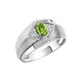 thumbnail image 3 of RYLOS Mens Rings Sterling Silver Ring 6X4MM Oval Shape Gemstone & Diamond Ring Peridot August Birthstone Rings For Man Silver Rings, Size 8, 3 of 7