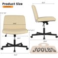 thumbnail image 3 of FDW Chaise Croisée, Roues Assise en Tailleur Bureau Moderne Pivotante Hauteur Réglable Siège Grand Tâche Informatique Confortable Tissu Sans Accoudoirs, Beige, 3 of 7