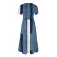 thumbnail image 3 of FAIWAD Robe à Manches Courtes pour Femme Grande Taille, à Blocs de Couleur, Robe d'Été Décontractée, Fluide, Coupe Trapèze, avec Poches, 3 of 4